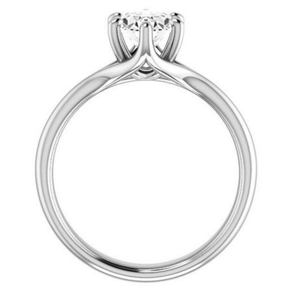 2.0Ct-9x7mm 6 Prong Trellis Oval Solitaire Moissanite Engagement Ring - Picture 3 of 6